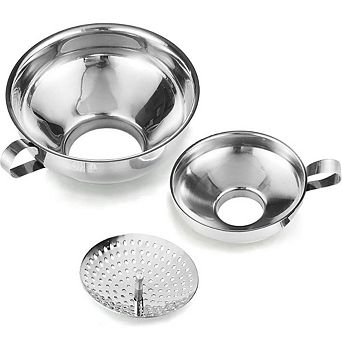 Stainless Steel Canning Funnel Set with Strainer for Mason Jars Kitchen Use Supplies