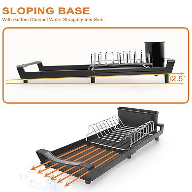 Expandable Dish Drying Rack Stainless Steel Space-Saving Rust-Resistant Kitchen Countertop