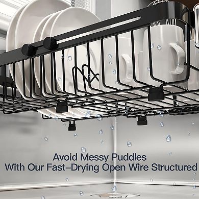 Expandable Stainless Steel Over Sink Dish Drying Rack Adjustable Utensil Holder Space Saving Compact