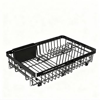 Expandable Stainless Steel Over Sink Dish Drying Rack Adjustable Utensil Holder Space Saving Compact