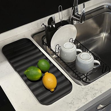 304 Stainless Steel Dish Drying Rack w/ Utensil Holder Removable Drain Tray Rustproof Countertop