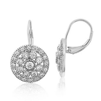 Rosabella Rhodium-Plated Sterling Silver Cubic Zirconia Leverback Drop Earrings