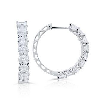 Rosabella Rhodium-Plated Sterling Silver Cubic Zirconia Hoop Earrings