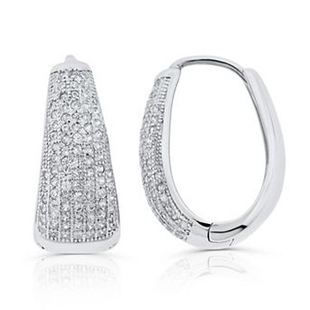 Rosabella Rhodium-Plated Sterling Silver Pave Cubic Zirconia Hoop Earrings