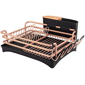 Aluminum Dish Drying Rack Kitchen Counter with Removable Cutlery Holder Cup Large Capacity Rust Free