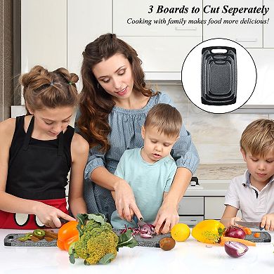 3-Piece Plastic Chopping Boards Set Thick Dishwasher Safe Non-Slip Juice Grooves Reversible