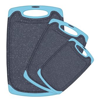 3 pc Plastic Chopping Boards Set Thick Dishwasher Safe Non-Slip Juice Grooves Reversible