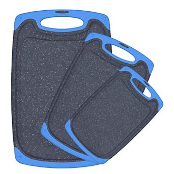 3 pc Plastic Chopping Boards Set Thick Dishwasher Safe Non-Slip Juice Grooves Reversible