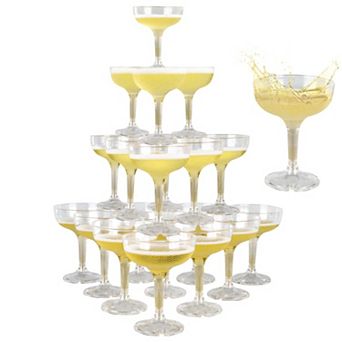 50 Disposable 5 Oz Plastic Champagne Tower Glasses for Weddings Parties