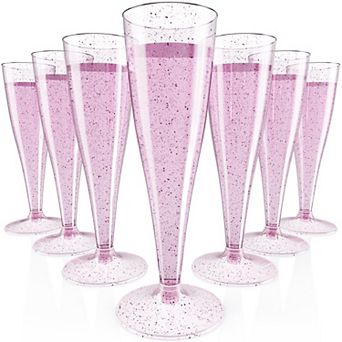 100 Pack Disposable Plastic Champagne Flutes Elegant for Weddings Parties Events