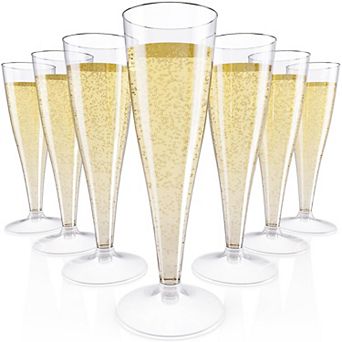 100 Pack Disposable Plastic Champagne Flutes Elegant for Weddings Parties Events