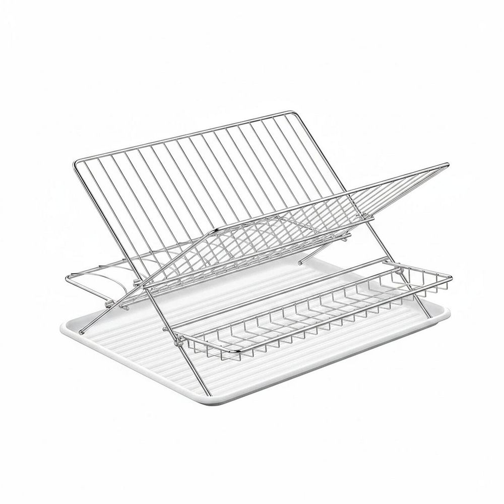 Stainless Steel 2 Tier Collapsible Dish Drying Rack Large Capacity Foldable