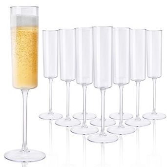 36 Pack Plastic Champagne Flutes 6 Oz Disposable Square Clear Toasting Glasses for Party Wedding