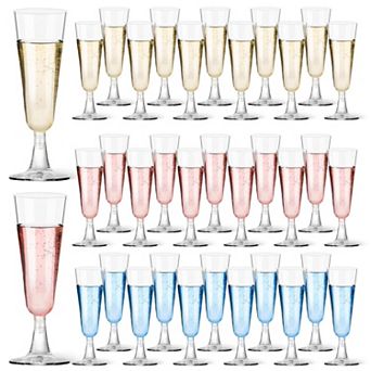 Plastic Champagne Flutes 40 Pack 5.5 Oz Clear Disposable Cups for Wedding Birthday Party Supplies