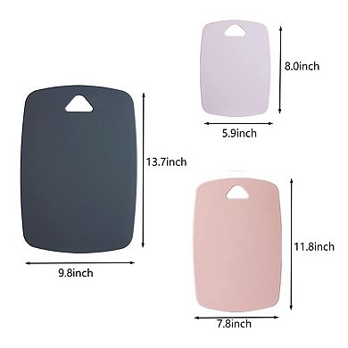 Plastic Kitchen Cutting Board Set 3-Piece Thick Reversible Dishwasher Safe with Easy Grip Handle