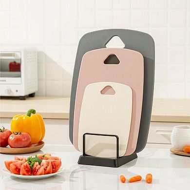 Plastic Kitchen Cutting Board Set 3-Piece Thick Reversible Dishwasher Safe with Easy Grip Handle