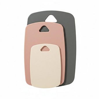 Plastic Kitchen Cutting Board Set 3 pc Thick Reversible Dishwasher Safe with Easy Grip Handle