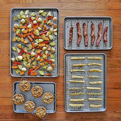 Half Sheet Pan and Nonstick Rack Set Oven Safe Baking Roasting
