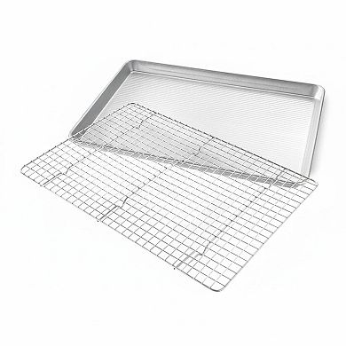 Half Sheet Pan and Nonstick Rack Set Oven Safe Baking Roasting