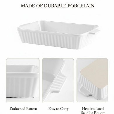 Porcelain Casserole Dishes Set Oven Safe Lead Free Ceramic Baking Pans with Handles