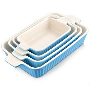 Porcelain Casserole Dishes Set Oven Safe Lead Free Ceramic Baking Pans with Handles