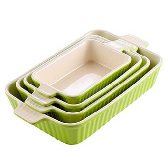 Porcelain Casserole Dishes Set Oven Safe Lead Free Ceramic Baking Pans with Handles