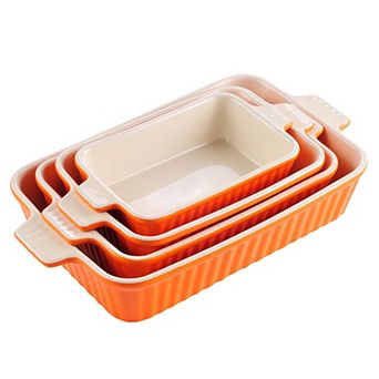 Porcelain Casserole Dishes Set Oven Safe Lead Free Ceramic Baking Pans with Handles