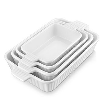 Porcelain Casserole Dishes Set Oven Safe Lead Free Ceramic Baking Pans with Handles