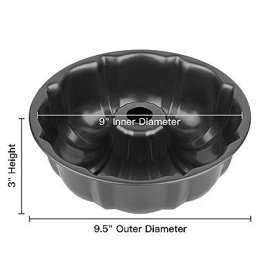 9.5" Non-Stick Carbon Steel Fluted Tube Cake Pan for Baking Pound Cake Jello Flan