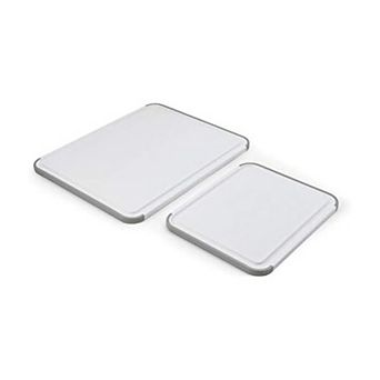 Classic Nonslip 2 pc Plastic Chopping Boards Set Perimeter Trench Dishwasher Safe BPA Free