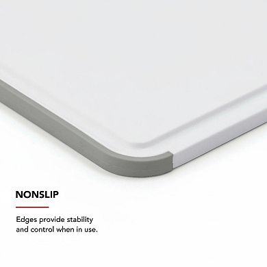 Classic Nonslip 2-Piece Plastic Chopping Boards Set Perimeter Trench Dishwasher Safe BPA Free