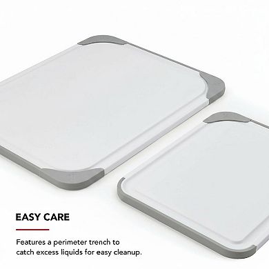 Classic Nonslip 2-Piece Plastic Chopping Boards Set Perimeter Trench Dishwasher Safe BPA Free