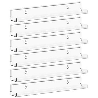 6 Pack Narrow Floating Shelves 12" Clear Vinyl Record Polish Picture Display