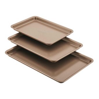 Gourmet 3 pc Nonstick Bakeware Set Heavy Gauge Steel, Oven Safe 450F, Easy Clean Handling