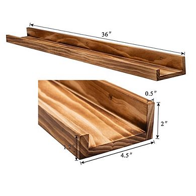 24" Floating Wall Ledge Shelves Wood Display Storage Organizer