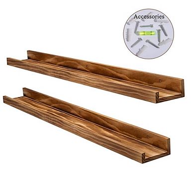 24" Floating Wall Ledge Shelves Wood Display Storage Organizer
