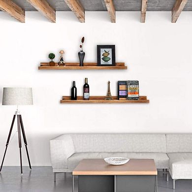 24" Floating Wall Ledge Shelves Wood Display Storage Organizer