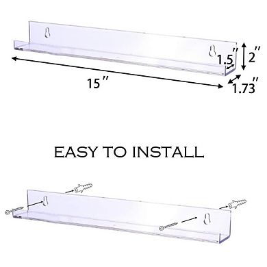 6 Pack Floating Bookshelves Wall Mount Display Storage for Books Vinyl Records Decor