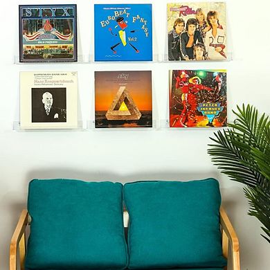 6 Pack Floating Bookshelves Wall Mount Display Storage for Books Vinyl Records Decor