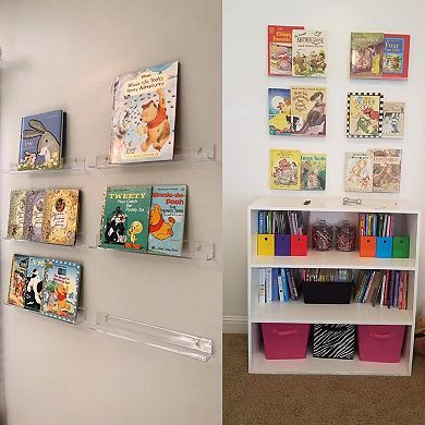 6 Pack Floating Bookshelves Wall Mount Display Storage for Books Vinyl Records Decor