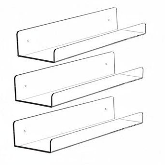 4 Pack Clear Acrylic Floating Wall Shelves for Bedroom Bathroom Display