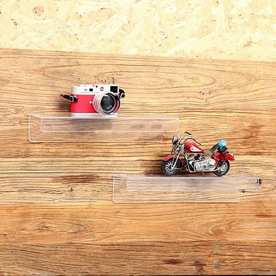 4 Pack Clear Acrylic Floating Wall Shelves for Bedroom Bathroom Display