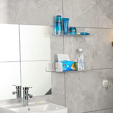 4 Pack Clear Acrylic Floating Wall Shelves for Bedroom Bathroom Display