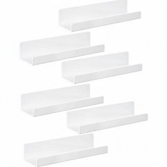 6 Pack Floating Shelves Wall Mounted 15 Inch Storage Rack for Bathroom Kitchen Books Display