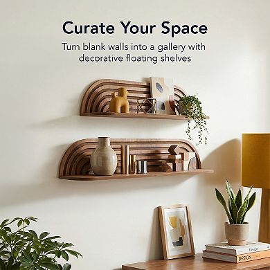 American Art Décor Set of 2 Black Floating Wall Shelves