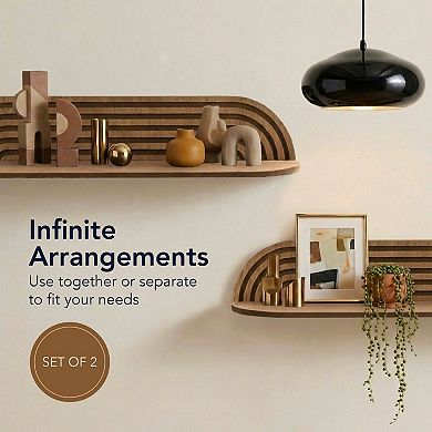 American Art Décor Set of 2 Black Floating Wall Shelves