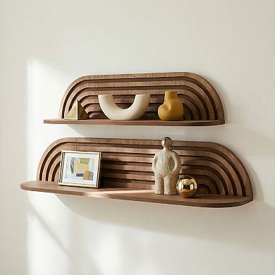 American Art Décor Set of 2 Black Floating Wall Shelves