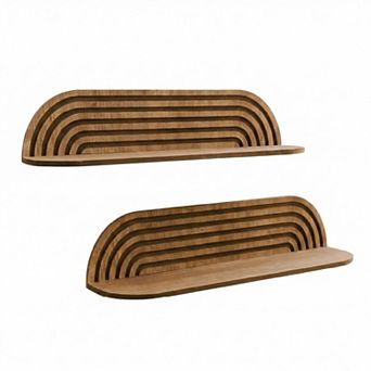 American Art Décor Set of 2 Black Floating Wall Shelves