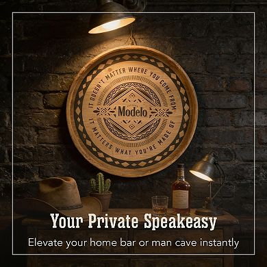 American Art Décor Rustic Modelo Cerveza Barrel Wood Plaque Wall Decor