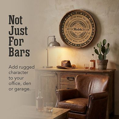 American Art Décor Rustic Modelo Cerveza Barrel Wood Plaque Wall Decor
